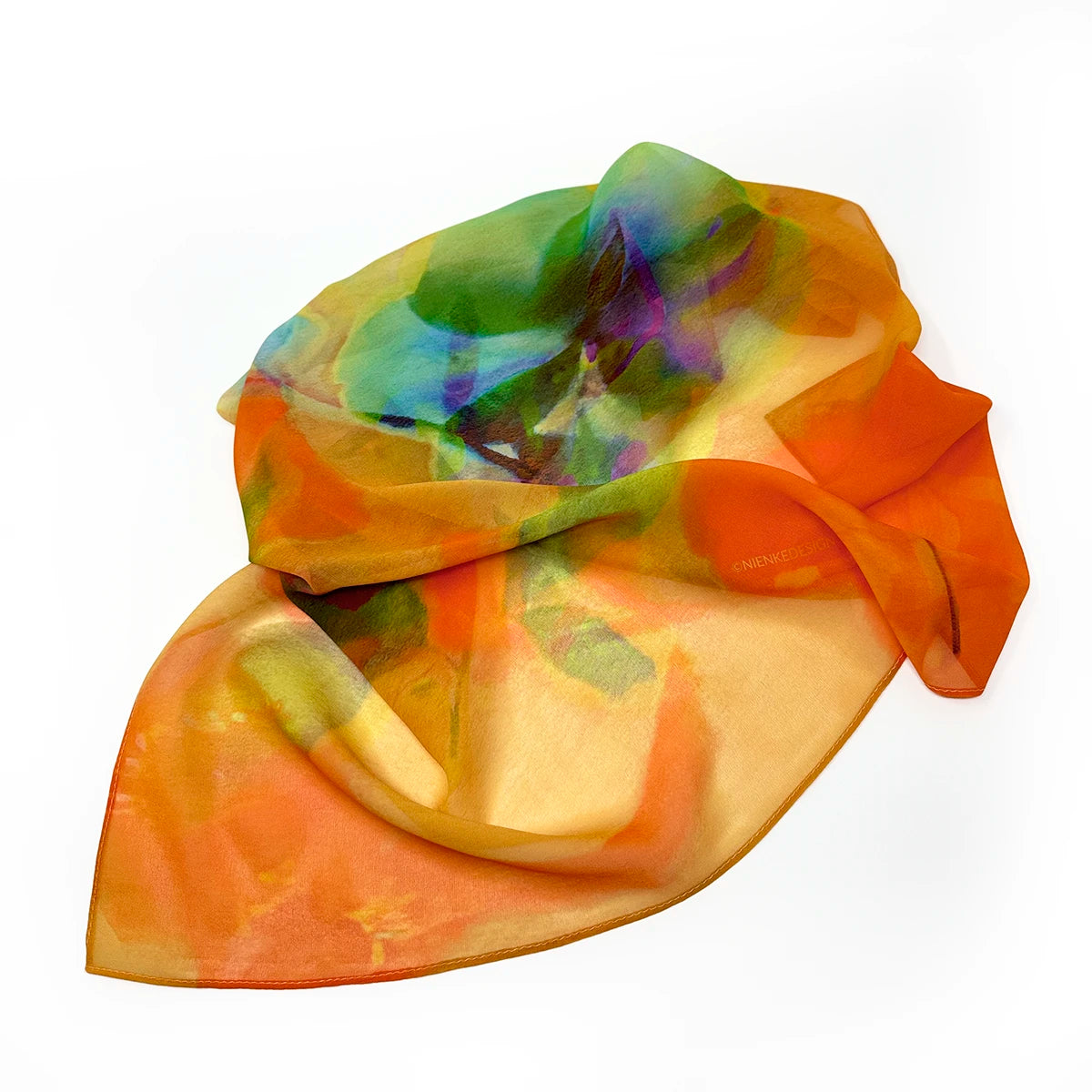 Silk Chiffon Scarf | Lenten Rose Overlays—Orange