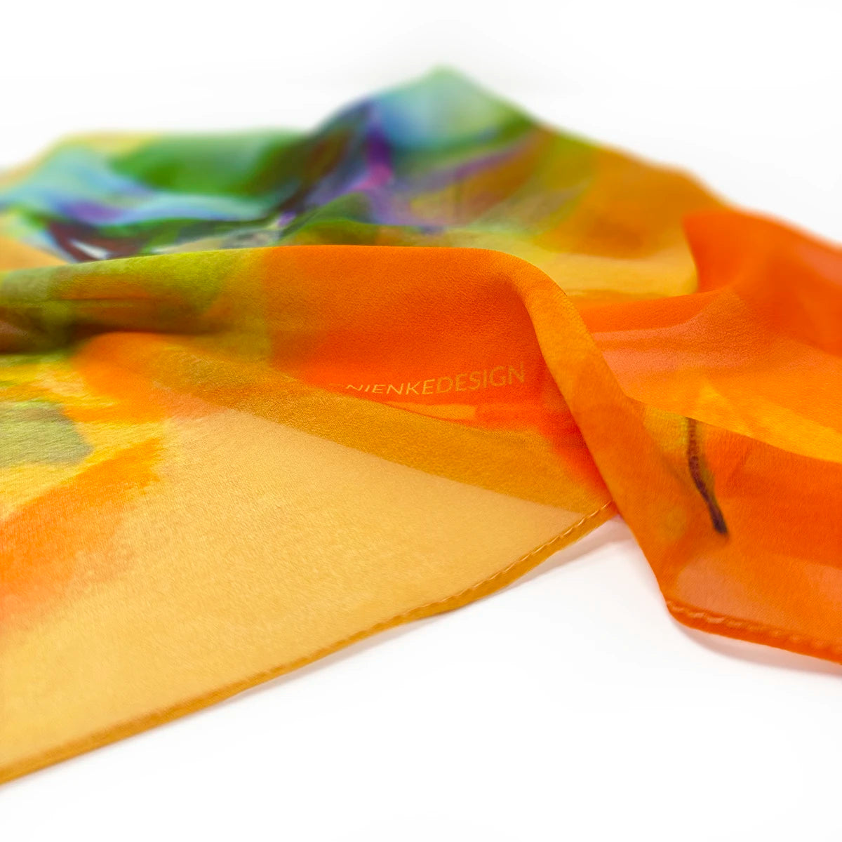 Silk Chiffon Scarf | Lenten Rose Overlays—Orange