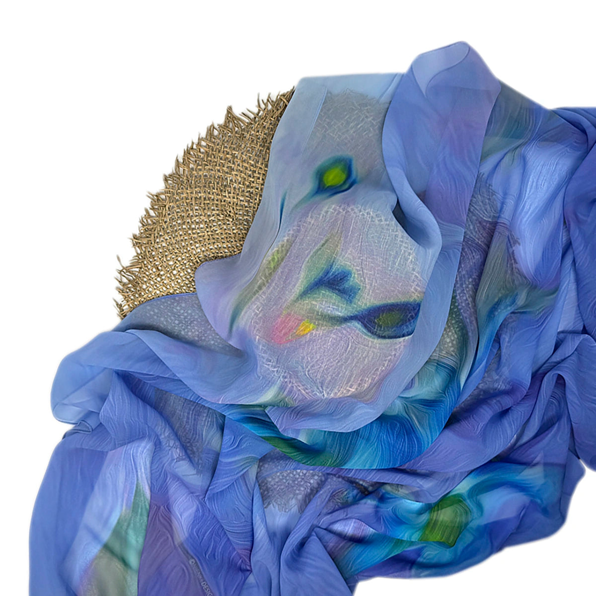 Silk Chiffon Scarf | Rosewood—Blue