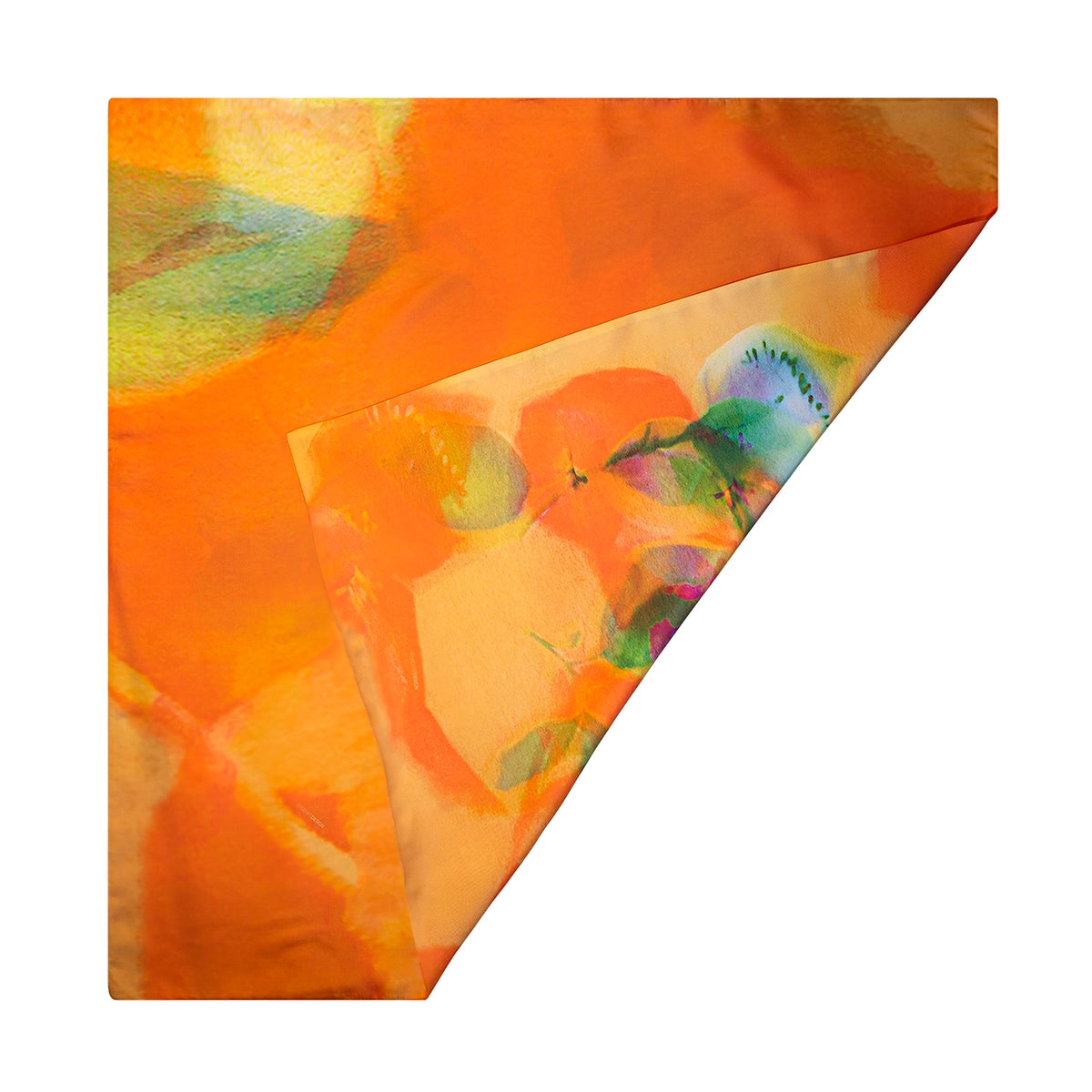 Silk Twill Double-Sided Scarf | Lenten Rose Overlays—Orange