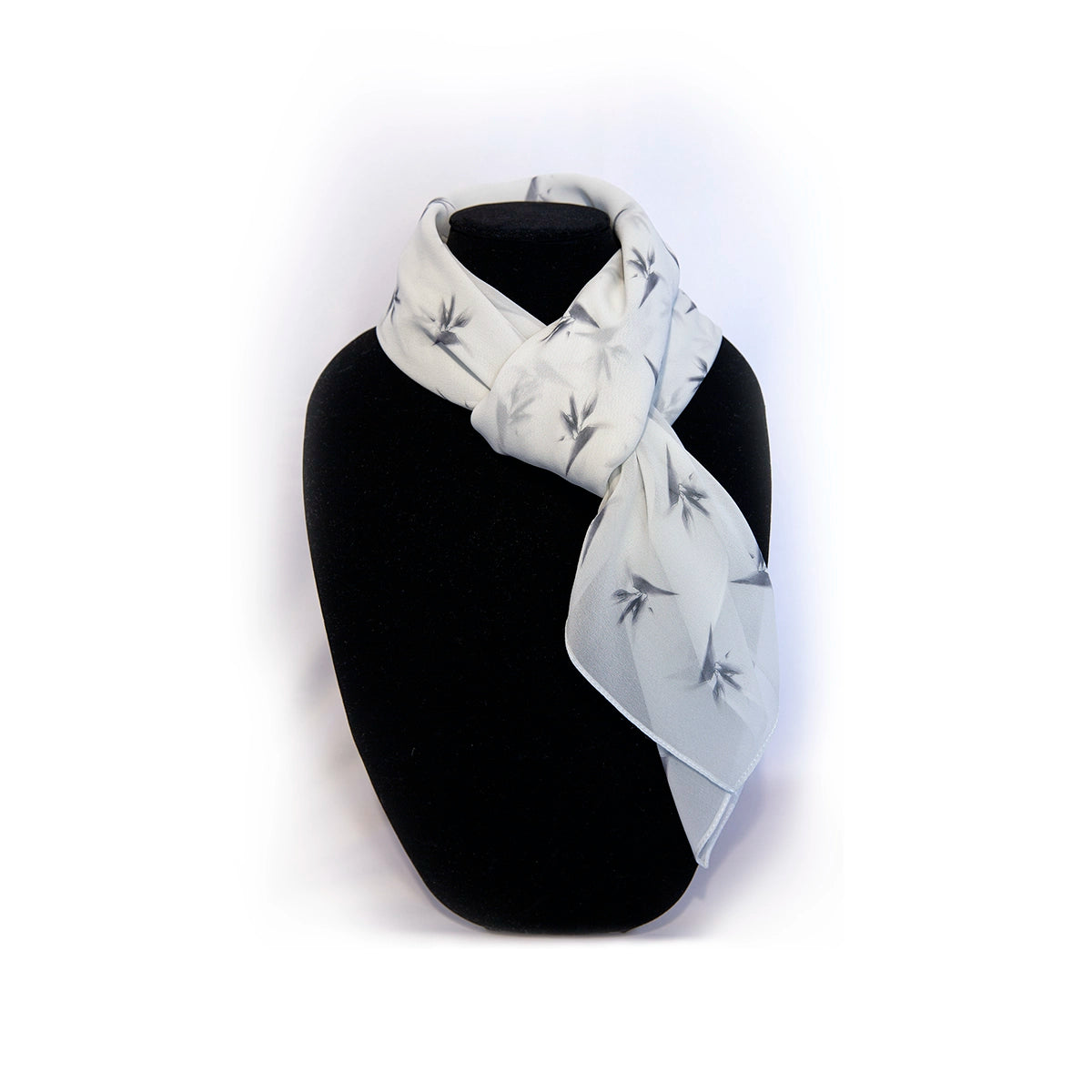 Silk Chiffon Scarf | Bird of Paradise—Black & White