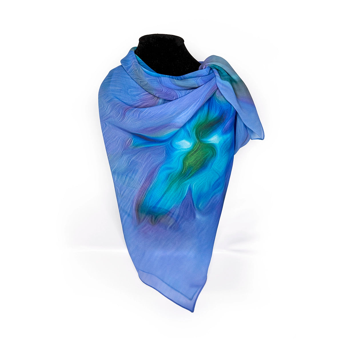 Silk Chiffon Scarf | Rosewood—Blue