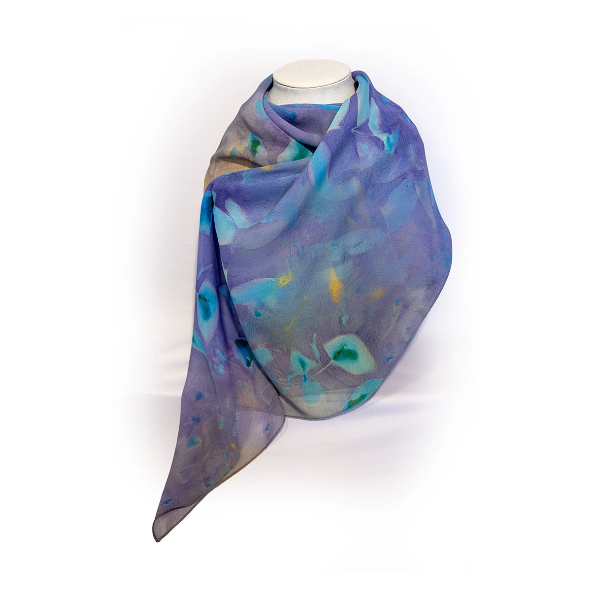 Silk Chiffon Scarf | Wildflower—Aqua