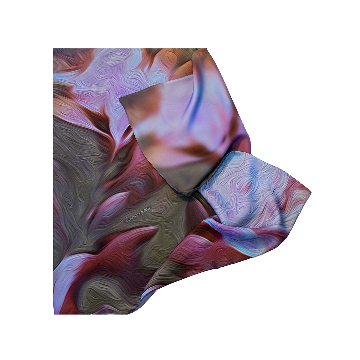 Silk Twill Double-Sided Scarf | Rosewood Bloom—Original & Blur