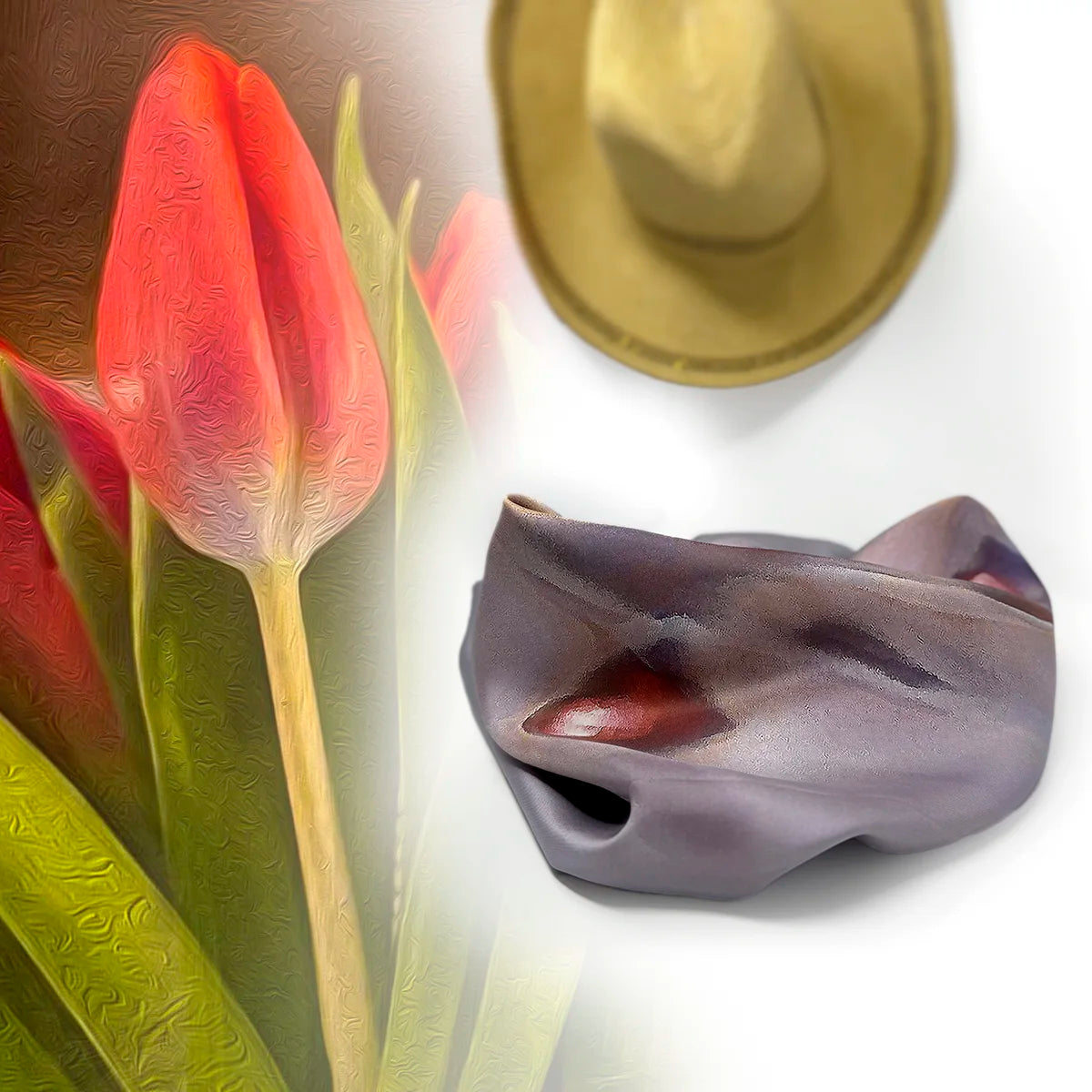 ND_Fashion_Scarves_SilkTwill_Tulips_Hat_5283_Tulips-Oil.webp