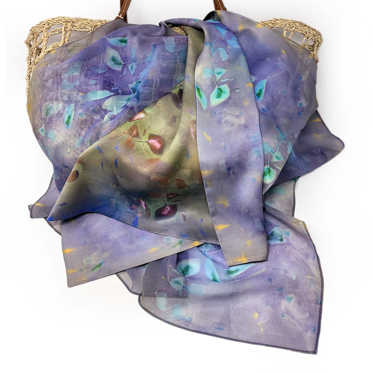 Silk Twill Double-Sided Scarf | Wildflower—Original & Aqua