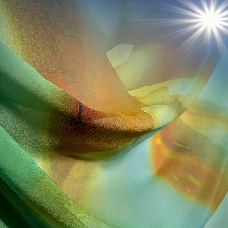 Silk Chiffon Scarf | Bird of Paradise—Gold & Green