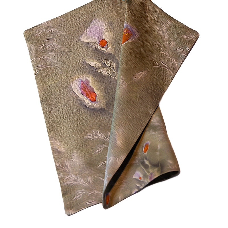 Silk Twill Double-Sided Scarf | California Poppies